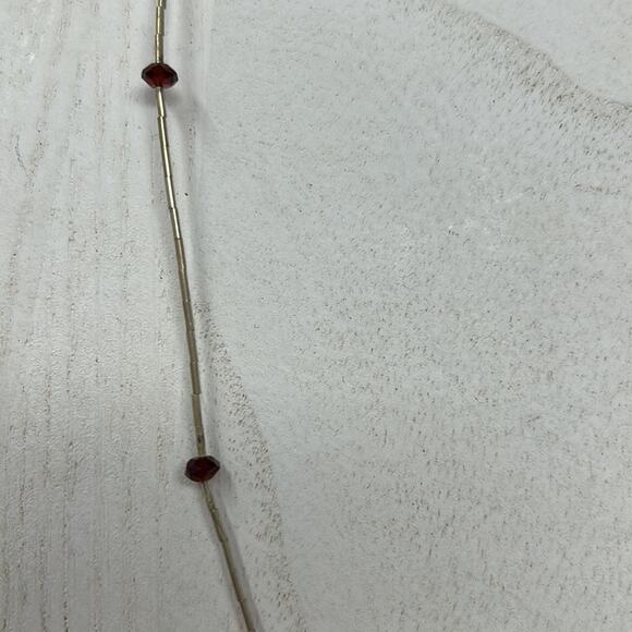 Vintage 925 Red Garnet Pendant Necklace with 6 Garnet Beads - Picture 5 of 8